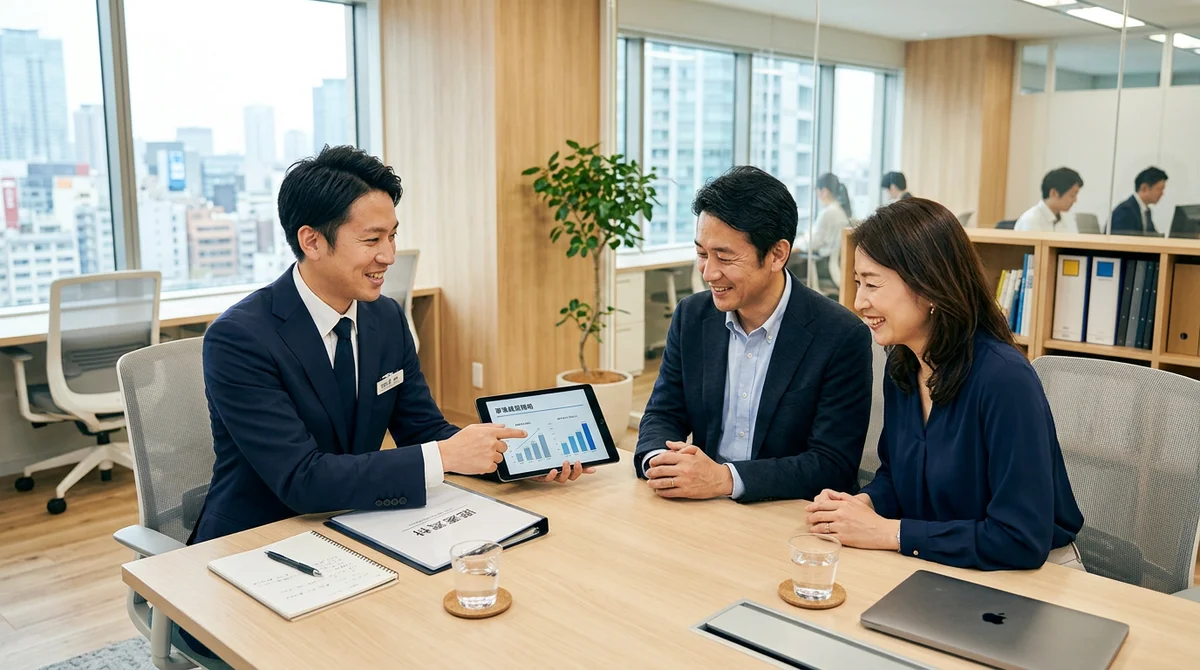 建築主へ情報を説明するコンサルタント